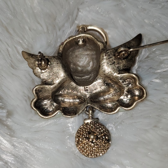 LOUIS C. MARKS 1940s Cherub Angel Brooch Vintage Signed Collectable Jewelry - Picture 6 of 8